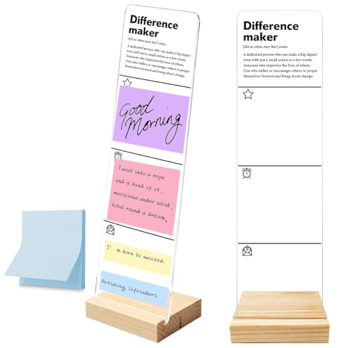 Monitor Memo Board with Removable Wooden Base Acrylic Portable Sticky Note Holder, Difference Maker Acrylic Message Board Sign Office Desk Desk Set Sticky Notes 100 Sheets - color: Difference