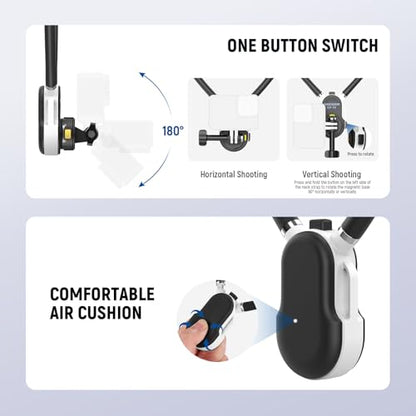 NEEWER GP-76 Magnetic Neck Mount Compatible with GoPro DJI Action Cameras, Quick Release Neck Holder with Air Cushion & Adjustable Chest Strap, Accessories Kit for POV Video Recording Vlogging - style: GP-76