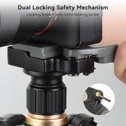 UTEBIT 323 RC2 Quick Release Plate, with 1/4" and 3/8" Camera Screw, Grey | Aluminum Alloy Rapid Adapter Tripod Mount Plate Fit Only for Manfrotto Tripod