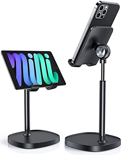 LISEN Cell Phone Stand Adjustable Phone Holer for Desk, Computer Office Desk Accessories for iPhone 16 Holder Women Kitchen Essentials Fits Switch Kindle iPads Tablet 4-10in (Full Black) - color: Full Black