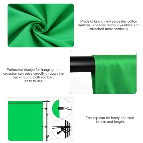 PULUZ Green Screen Backdrop with 4 Fixing Clip, 3.3 x 6.6 Ft Photography Chroma Key Greenscreen Background for Streaming Zoom, Live Streaming, Photo Video Studio - size: 3.3 x 6.6 Ft
