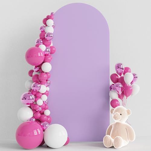 Wokceer 6FT Wedding Arch Cover Spandex Fitted Wedding Arch Stand Covers Round Top Chiara Arch Backdrop Cover for Birthday Party Ceremony Banquet Decoration Lavender, COVER 1.8M- LAVENDER-A - color: Lavender, size: 6 FT