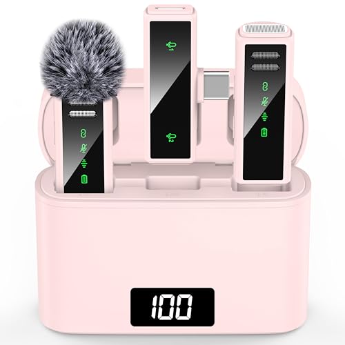 Wireless Lavalier Microphone with Charging Case for iPhone 15-17 & Android