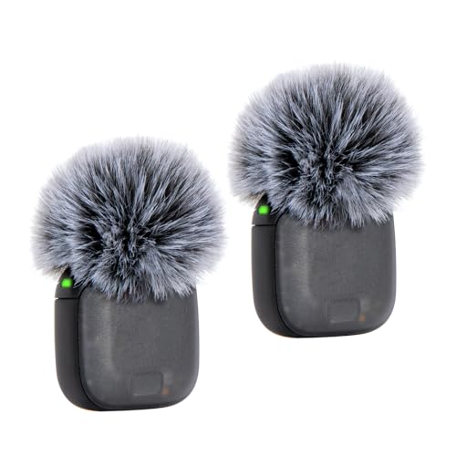SUNMON 2 Packs Furry Windscreen for DJI Mic 3, Microphone Pop Filter Wind Noise Reducer, Gray Fuzzy Mic Cover Compatible with DJI Mic 3 Transmitter - color: Gray DJI Mic 3, size: 2PCS