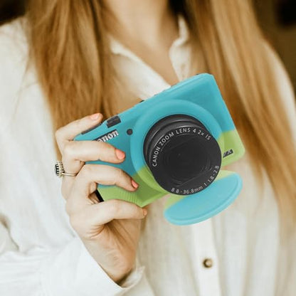 G7X Mark III Case, Soft Silicone Protective Case Cover for Canon Powershot G7X Mark III Digital Camera, Durable Camera Body Skin Protector with Removable Lens Cover, Green Blue - color: Green Blue