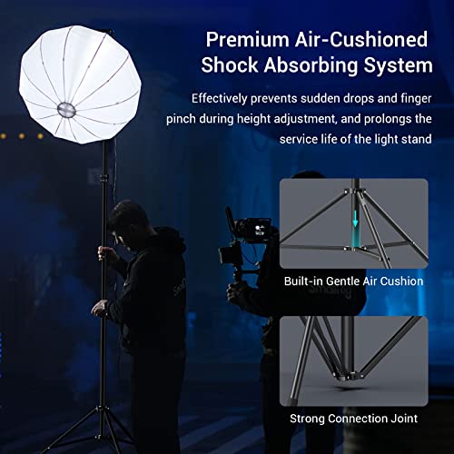 SMALLRIG Photography Light Stand 110"/9.2ft/280cm, Air-Cushioned Aluminum Photo Video Tripod Stand with 1/4" Screw for Softbox, Studio Light, Reflector and Ring Light, Max Load 8kg, RA-S280 - size: 9.2ft (Stand Only)