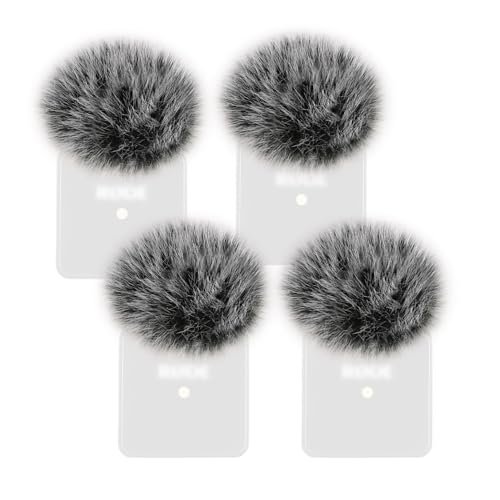 4PCS Windscreen/Pop Filter for Rode Wireless Go I (1st Gen) Microphones - Furry Mic Cover for Wind & Ambient Noise Reduction (Rode Wireless Go I, Black-White) - color: 4PCs-Gray, size: Rode Wireless Go I