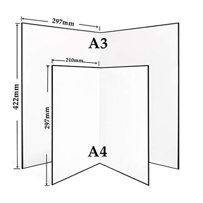 (2 PCS) Light Reflector 3 in 1 Photography Reflector Cardboard,A3 (17x12 Inch) Size Folding Light Diffuser Board for Still Life, Product and Food Photo Shooting - Black, Silver and White, 2 Pack - size: A3