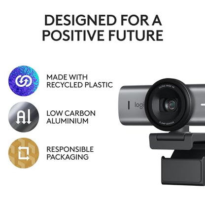 Logitech MX Brio Ultra HD 4K Webcam for Collaboration and Streaming, 1080p 60 FPS, Show Mode, Works with Microsoft Teams, Zoom, Google Meet, Nintendo Switch 2, Graphite - color: Graphite