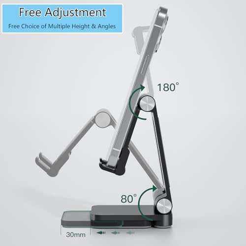 Fanlory Folding Cell Phone Stand,Laptop Stand, Adjustable Height and Angle Foldable Cell Phone Stand Holder for Desk, Taller iPhone Stand Compatible with 4-11" Smartphones Tablet Laptop,Gift for Mom