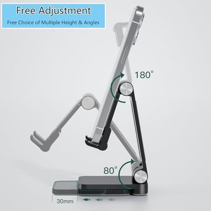Fanlory Folding Cell Phone Stand,Laptop Stand, Adjustable Height and Angle Foldable Cell Phone Stand Holder for Desk, Taller iPhone Stand Compatible with 4-11" Smartphones Tablet Laptop,Gift for Mom