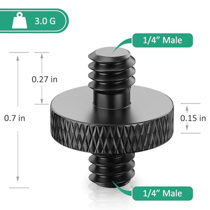 1/4 Male to 1/4 Male Threaded Tripod Screw Adapter - 6 Pcs (Black) for DSLR, Mic Stand, Camera Cage & Shoulder Mount - color: 1/4-1/4 Male