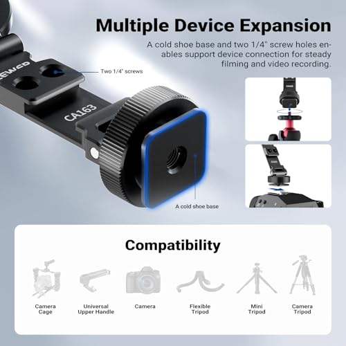 NEEWER Magnetic Tripod Phone Mount Cold Shoe Adapter, Aluminum Compact Lightweight Portable Phone Holder Attachment for Camera, Compatible with MagSafe iPhone Samsung Android Video Recording, CA163