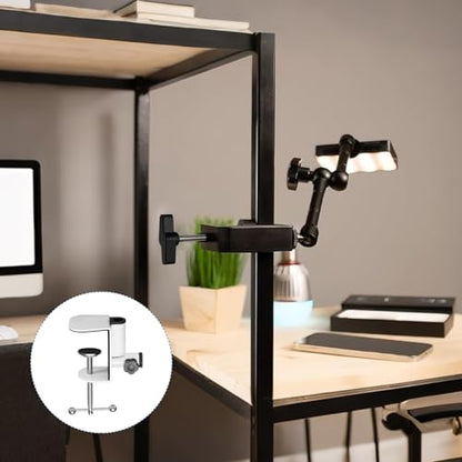 HARFINGTON Metal Table Clamp Mount 2.6" Hole Dia Clamp for Desk Lamp Mount Stand Universal Cantilever Bracket with Adjustable Screw Plastic Handle for Microphone Arm Lamp Stand, White - size: 2.6", style: Plastic Handle