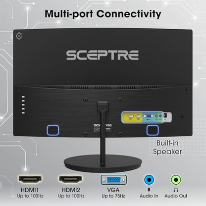 New! Sceptre Curved 24-inch Gaming Monitor 100Hz 1080p R1500 98% sRGB HDMI x2 VGA Build-in Speakers, VESA Wall Mount Machine Black 2026 (C248W-1920RN Series) - style: 24" Curved Gaming 2025
