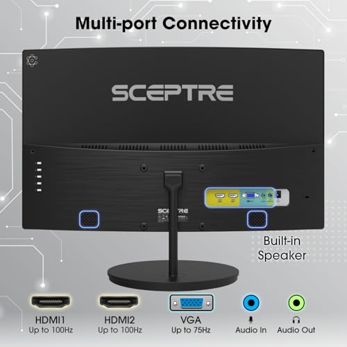 New! Sceptre Curved 27-inch Gaming Monitor 100Hz 1080p R1500 98% sRGB HDMI x2 VGA Build-in Speakers, VESA Wall Mount Machine Black 2026 (C275W-1920RN Series) - style: 27" Curved Gaming 2025