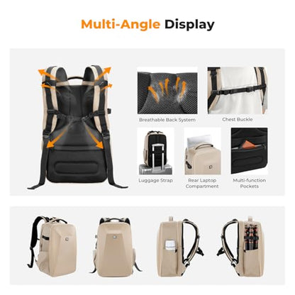 K&F CONCEPT Camera Backpack,Hardshell Photography DSLR Camera Bag with 15-15.6 Inch Laptop Compartment Hard Shell Camera Case Compatible with Canon/Nikon/Sony/DJI Mavic Drone - color: Khaki