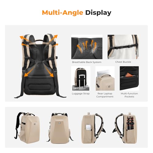 K&F CONCEPT Camera Backpack,Hardshell Photography DSLR Camera Bag with 15-15.6 Inch Laptop Compartment Hard Shell Camera Case Compatible with Canon/Nikon/Sony/DJI Mavic Drone - color: Khaki