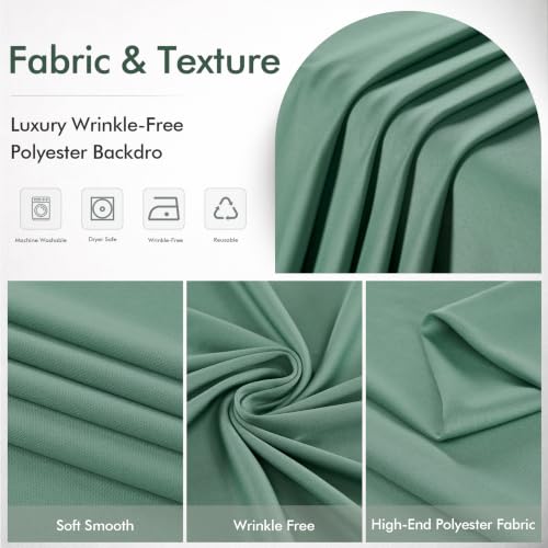 10ftx12ft Wrinkle Free Sage Green Backdrop Curtain Photo Backdrop Drapes | 2 Panels 5×12ft Height Sage Silky Polyester Fabric Back Drop Cloth for Wedding Party Birthday Photography Background Drape - color: Sage Green, size: (W)5ft x (H)12ft (2 Panel)