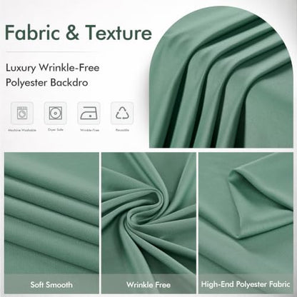 10ftx12ft Wrinkle Free Sage Green Backdrop Curtain Photo Backdrop Drapes | 2 Panels 5×12ft Height Sage Silky Polyester Fabric Back Drop Cloth for Wedding Party Birthday Photography Background Drape - color: Sage Green, size: (W)5ft x (H)12ft (2 Panel)
