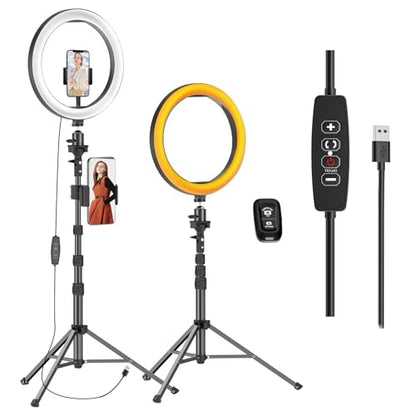 EMART 12" Ring Light with 55" Extendable Tripod Stands and Phone Holder, Dimmable LED Circle Round Light for Selfie Camera Photography/Makeup/YouTube Video/Vlogging/Live Streaming - size: 12inch
