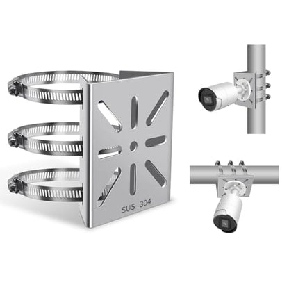 Metal Universal Vertical Pole Mounting Bracket for Security Cameras, Stainless Steel Corner Adapter with 4 Loops, Metal Holder for CCTV Cameras - size: 1 Pack