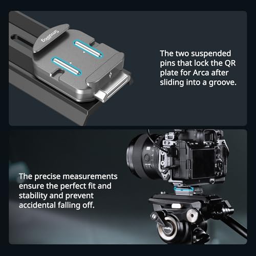 SmallRig HawkLock H38 Quick Release Mount Plate for Arca-Swiss, QR-Slide Camera Mount Plate for Arca with Two 1/4"-20 Screw, Silicone Pad and 1/4"-20 Threaded Hole for Manfrotto Plate or Tripod - 4486