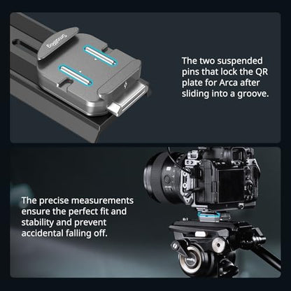 SmallRig HawkLock H38 Quick Release Mount Plate for Arca-Swiss, QR-Slide Camera Mount Plate for Arca with Two 1/4"-20 Screw, Silicone Pad and 1/4"-20 Threaded Hole for Manfrotto Plate or Tripod - 4486