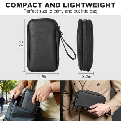 Travel Cable Organizer Bag, Electronic Accessories Carry Pouch, Portable Waterproof Double Layers All-in-One Storage Bag for Cord, Charger, Phone, Earphone (Black, Small)