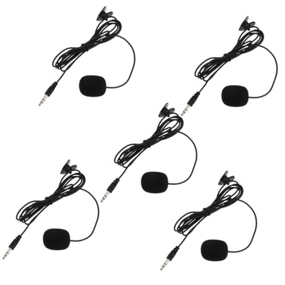 Clip-on Microphones for Pc 5 Pack PVC Phone Mics Easy to Use Lapel Microphone Boom for Streaming/Recording/Video Chat