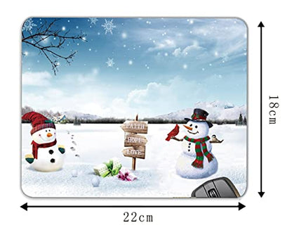 Winter Christmas Snowman Faith Love Hope Cardinal Bird Snow Scene Mouse Pad Mat Mousepad 8.6 X 7.1 in - color: Snow Scene