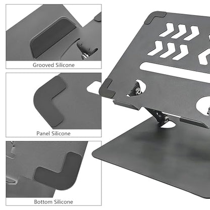 Musiin Home Studio Small Desktop Mixer Stand, Aluminum Portable Folding Heat Dissipation Lift Stand, Compatible with Nektar Panorama CS12, Rode RODECaster Pro II, Tascam Mixcast 4 (Gray)