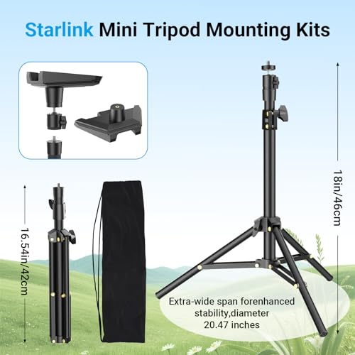 Starlink Mini Tripod Mount with Adapter - Height Adjustable & 360° Tilt, Compatible with Starlink Mini Terminal, Portable Sturdy Stand for RV Camping & Outdoor Use - color: Frosted Black