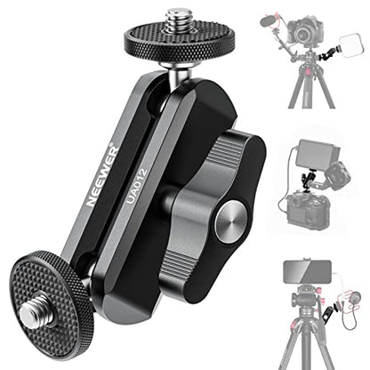NEEWER Flexible Articulating Magic Arm with Dual Ball Heads, CNC Machined Aluminum Alloy with 1/4" Screws&Holes for Camera Monitor, LED Light, Microphone, Tripod, Compatible with SmallRig Cage, UA012 - style: UA012