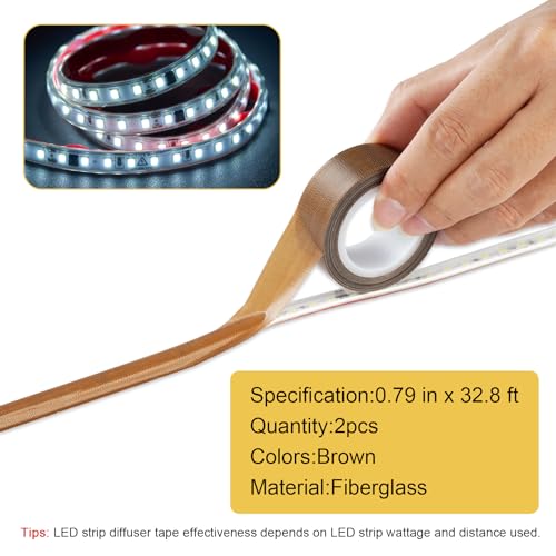 Light Strip Masking Tape 0.78inx 32.8ft Brown Light Dimming Tape for Soften Light, 2PCS - color: Brown