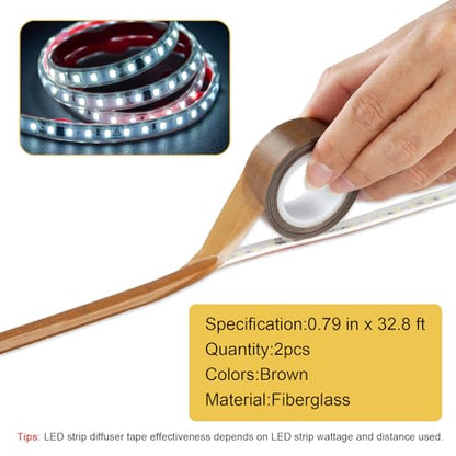 Light Strip Masking Tape 0.78inx 32.8ft Brown Light Dimming Tape for Soften Light, 2PCS - color: Brown