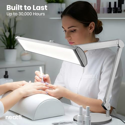 Neatfi 3,500 Lumens LED Desk Lamp – 45W Dimmable Task Light | 3 Light Modes | 540 SMD LEDs | Touch Control | Adjustable Arm | Reading, Craft, Workbench & Office (Silver-3, 26-Inch Wide Shade) - color: Silver-3