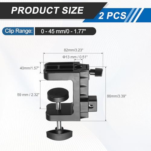 HARFINGTON 2 Pcs Metal Table Clamp Mount 2.3" Hole Dia Clamp for Desk Lamp Mount Stand Universal Dual-Purpose Cantilever Bracket Clip with Plastic Handle for Microphone Arm Lamp Stand, Black - size: 2.3", style: Thickened Dual-Purpose Plastic Handle
