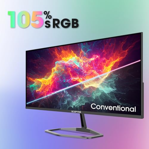 New! Sceptre 34-inch Prime Gaming Monitor 3440 x 1440 up to 180Hz DisplayPort HDMI Build-in Speakers, Machine Black 2027 (E345B-QU180D Series) - size: 34