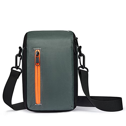 S-ZONE Camera Insert Bag Waterproof Lens Cube Case Compatible with Nikon Canon | Bottom and Side Zipper Openings, Adjustable Shoulder Strap, Compatible with Nikon Canon - color: dark green