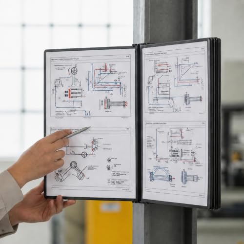 Tarifold Wall Mount Reference Organizer Display System, 10 Double-Sided Pockets, 20 Sheet Capacity, Durable Metal Base, Expandable, Easy-Load Polypropylene Pockets, Black - color: Black, style: Wall Mount