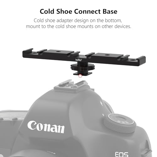 HSU Cold Shoe Mount Bracket, Triple-Head Hot Shoe Mount, and 1/4 Screw Port, Aluminum Cold Shoe Plate Adapter with Cable Slot Bayonet for Microphone, Led Video Light, Monitor (Extension), HGP322L - color: Extension