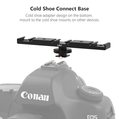 HSU Cold Shoe Mount Bracket, Triple-Head Hot Shoe Mount, and 1/4 Screw Port, Aluminum Cold Shoe Plate Adapter with Cable Slot Bayonet for Microphone, Led Video Light, Monitor (Extension), HGP322L - color: Extension