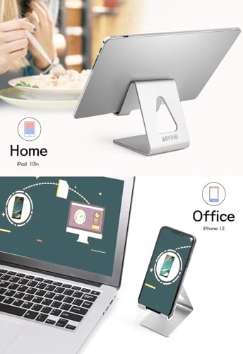 Aoviho Cell Phone Stand for Desk, Desktop Phone Holder, Aluminum Mobile Phone Stand for iPhone 15 14 13 12 pro Mini 11 X Xr Xs max 8 7 6 6s Plus Samsung Galaxy S21 Ultra All Smart Phones,Silver - color: Silver