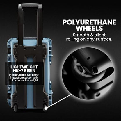 NANUK 935 Hard Case with Padded Divider – Waterproof Equipment Case with Wheels, 22” x 14” x 9” – Dustproof and Impact Resistant, Airline Carry-On Approved – Cyan - color: Cyan