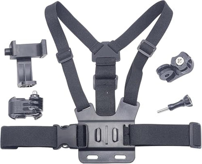 Mobile Phone Chest Mount Harness Strap Cell Phone Holder Mount for Video Recording Bike/Kayak/Fishing/Skateboard POV/VLOG for iPhone/Samsung for GoPro Hero 11 10 9 8/Insta360/DJI Action Camera, Black