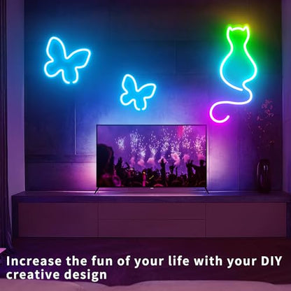 LED Neon Rope Lights 50FT,IP65 Waterproof LED Strip Lights,Music Sync LED Lights with Remote and APP Control, 24V RGB LED Rope Lights for Bedroom,Holiday Decoration（with Snap &Screws） - size: 50FT