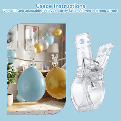 10 Pack 2.6-Inch Clips for Balloon Arch Backdrop, Heavy Duty Clear Background Clips, Balloon Arch Clamps for Wedding Photography Studio, balloon clamps, Transparent Spring Clips