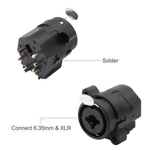 XMSJSIY 2 in 1 XLR & 6.35mm Socket Combo 3 Pin XLR + 1/4" 6.35mm Stereo Jack Chassis Audio Socket Panel Mount Solder Connector 3 Pin 1/4" TS/TRS Plug Adapter Microphone Mic Speaker Adapter - 2PCS