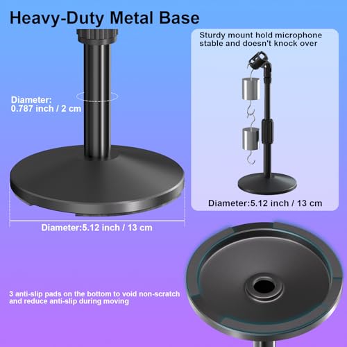 Desktop Mic Stand,Adjustable Height Podcast Microphone Stand with Mic Clip 3/8" to 5/8" Adapter,for Shure MV7 |MV7+ |MV7X XLR,Fifine AM8 |K688 |XR&USB,PM1 XLR,Razer Seiren V2|V3 - size: Mic Stand with Mic Clip